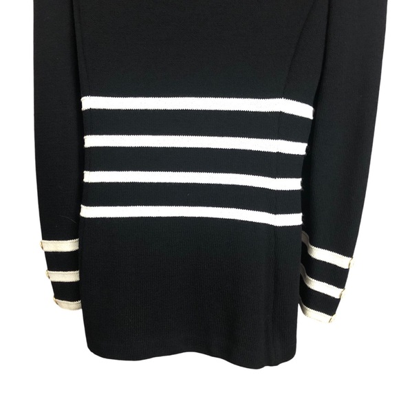 Women's St. John Collection By Marie Gray Black/White Striped Wool+ Sweater. 8 - Picture 8 of 16